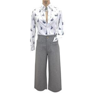 Jones New York Women's High Rise Wide Leg Crop Gray Pants Comfort JNY Sz 6
